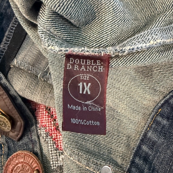 Double D Ranch Denim Jacket with leather accents and embroidered back - Picture 9 of 15